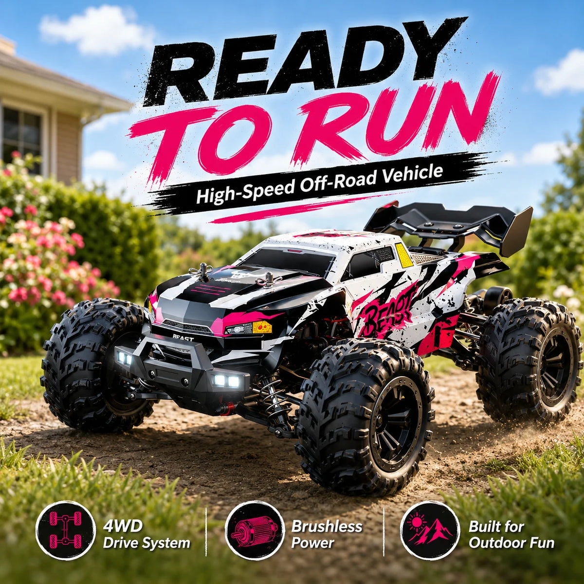 ZNLYRION 4WD Off Road RC Monster Truck With Rechargeable Batteries