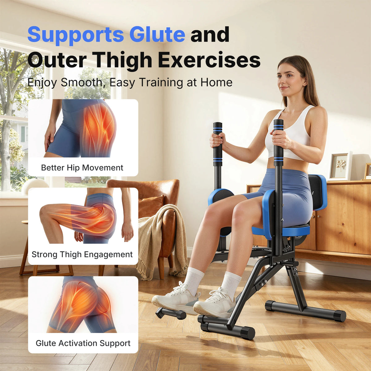 Merach Hip Abductor Machine Adjustable Resistance Home Gym Leg Trainer