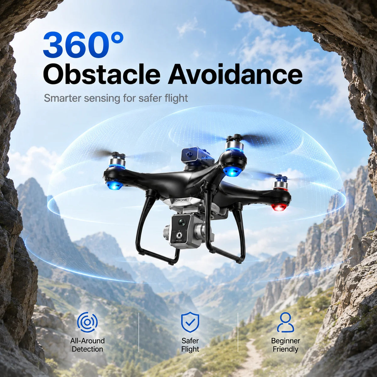 ZNLYRION Brushless Drone KY102 With Screen Remote 360 Obstacle Avoidance