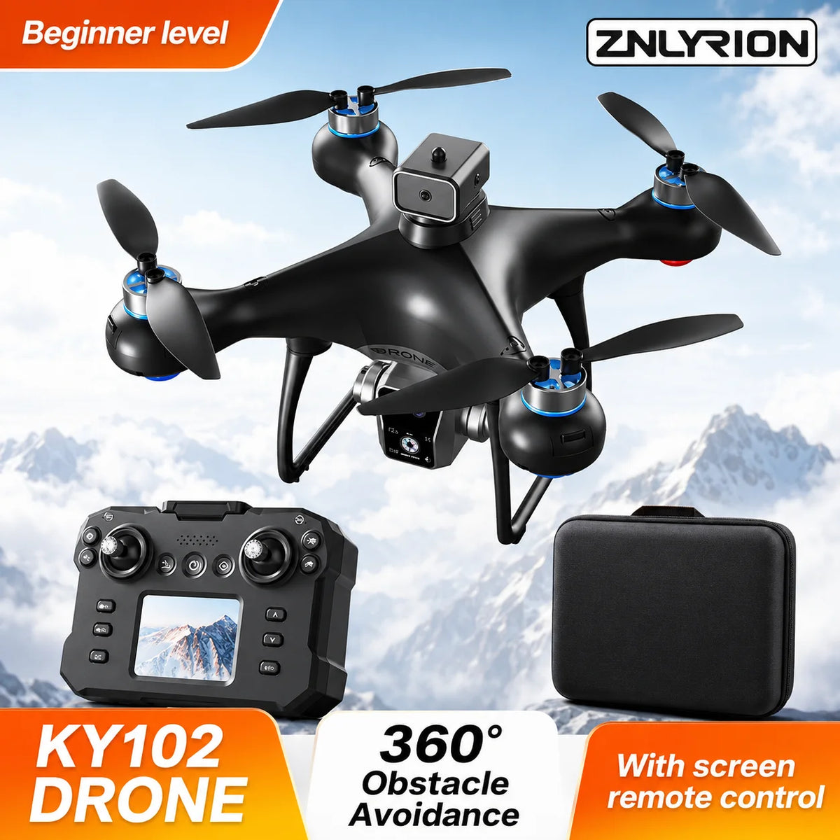 ZNLYRION Brushless Drone KY102 With Screen Remote 360 Obstacle Avoidance
