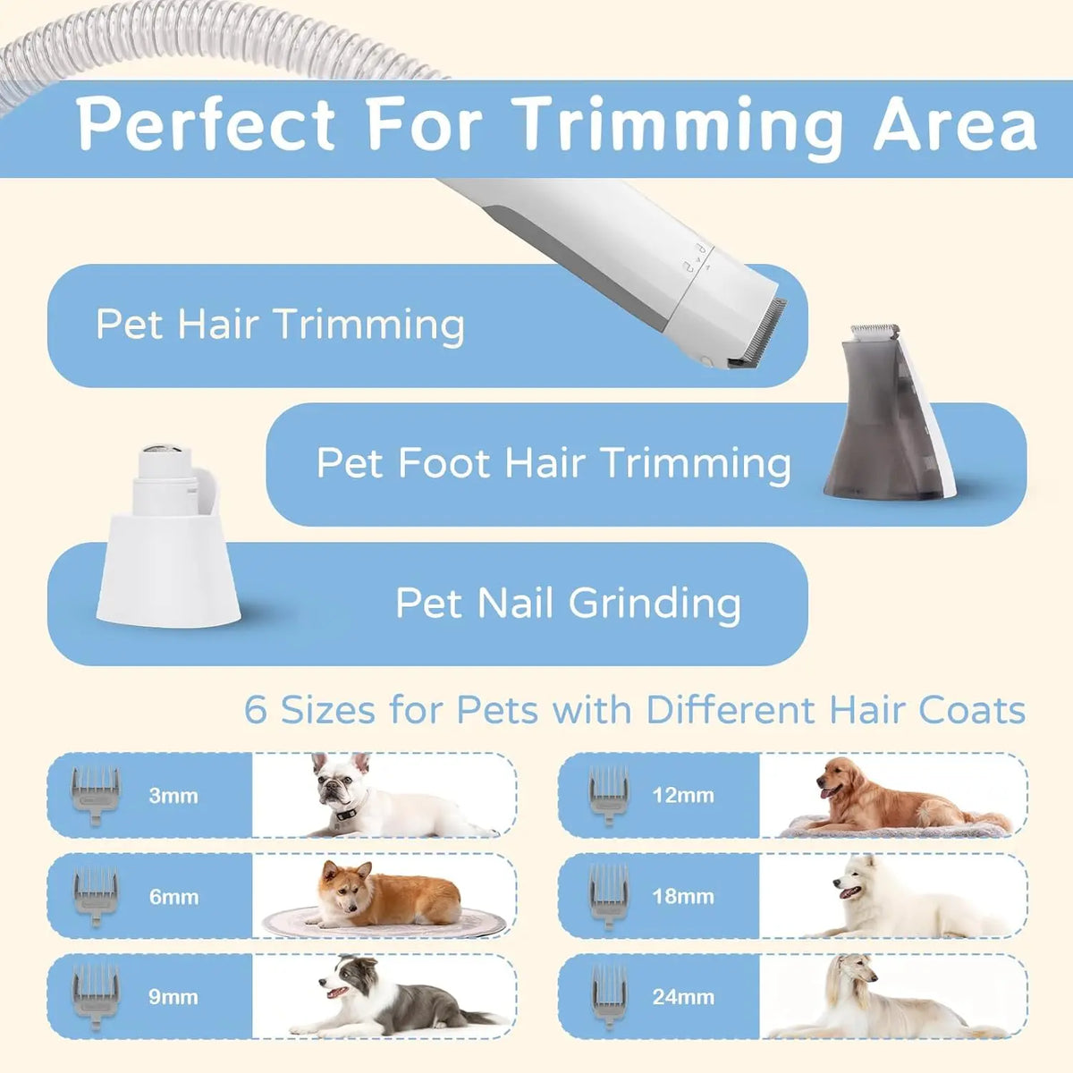 Professional Pet Grooming Vacuum Kit With Nail And Paw Trimmer