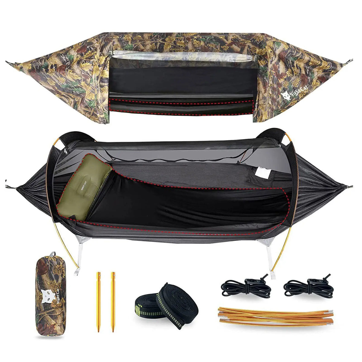 Night Cat 3In1 Hammock Tent With Bug Net And Rainfly