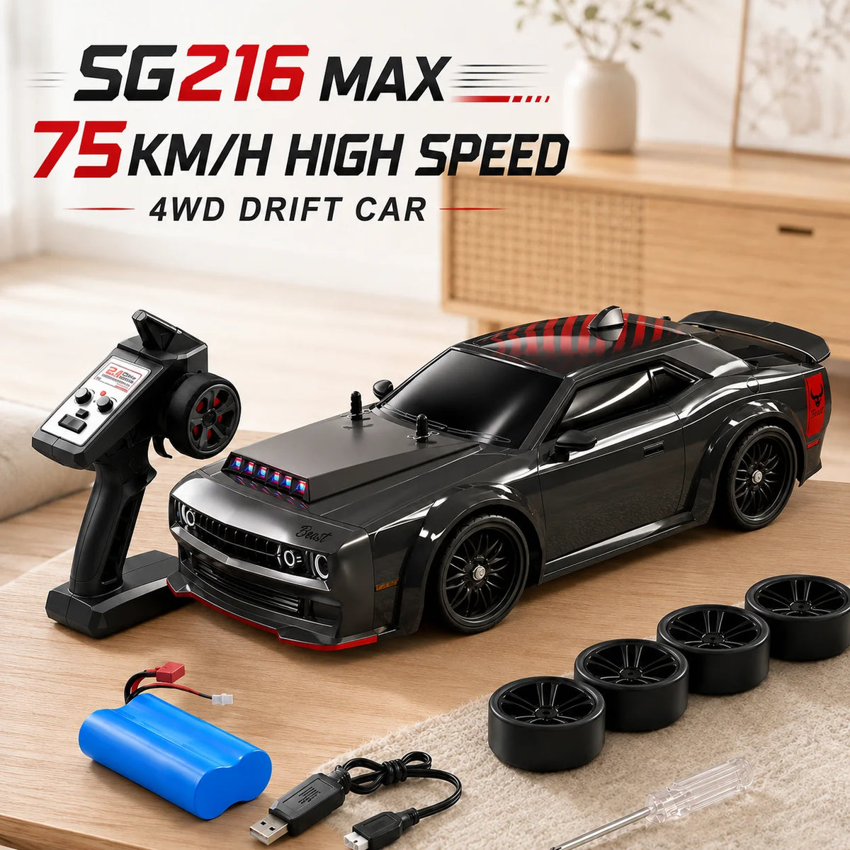 ZNLYRION Brushless 4WD Remote Control Drift Racing Car LED Lights