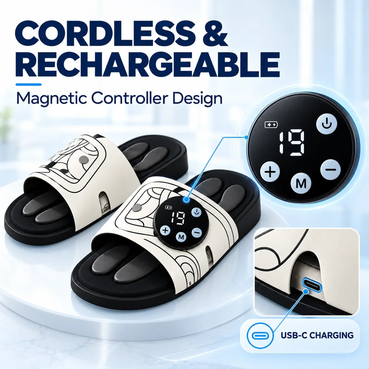 Oimg Ems Foot Massage Slippers Rechargeable Open Toe