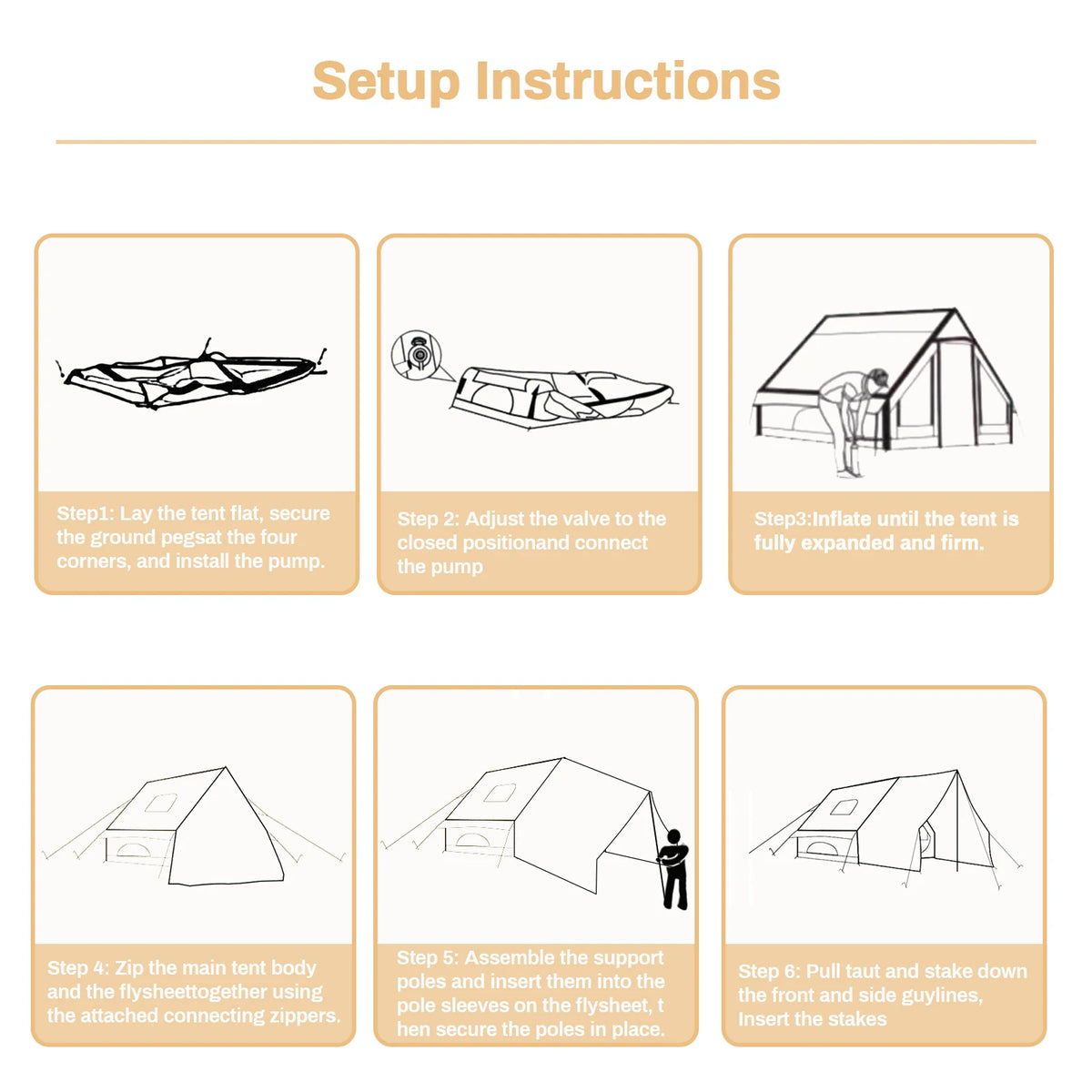 Pakicetus Easy Setup Inflatable Glamping Tent With Roof Window