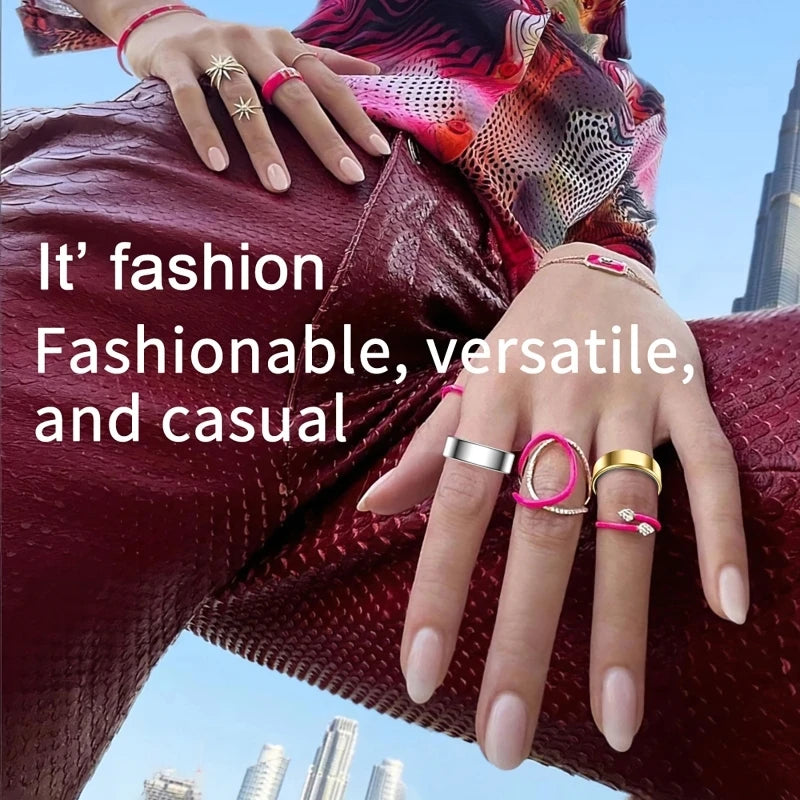 Bluetooth Enabled Smart Ring Monitoring Heart Rate Blood Pressure Steel