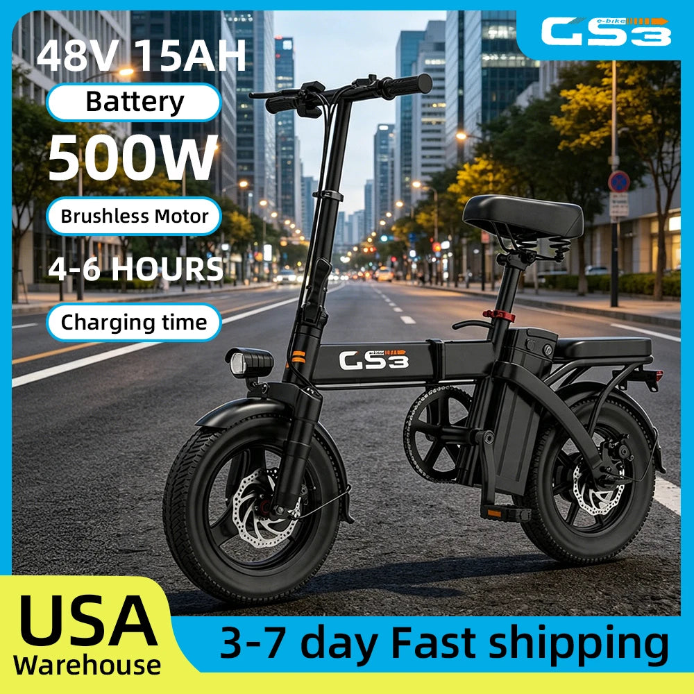Uplee GS3 Lightweight Folding Electric Bike 500W 48V 15AH Motor