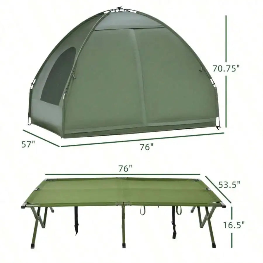 Folding Aluminum Camping Cot Tent With Sleeping Bag Air Mattress