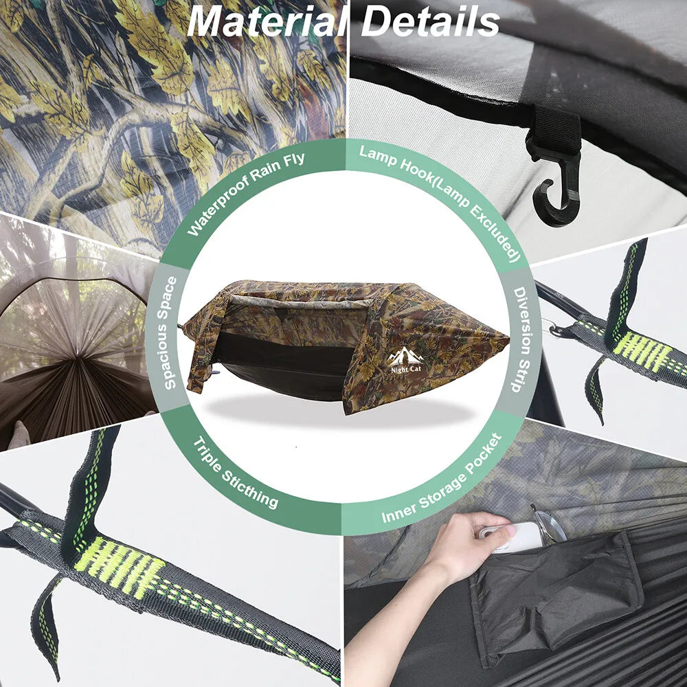 Night Cat 3In1 Hammock Tent With Bug Net And Rainfly
