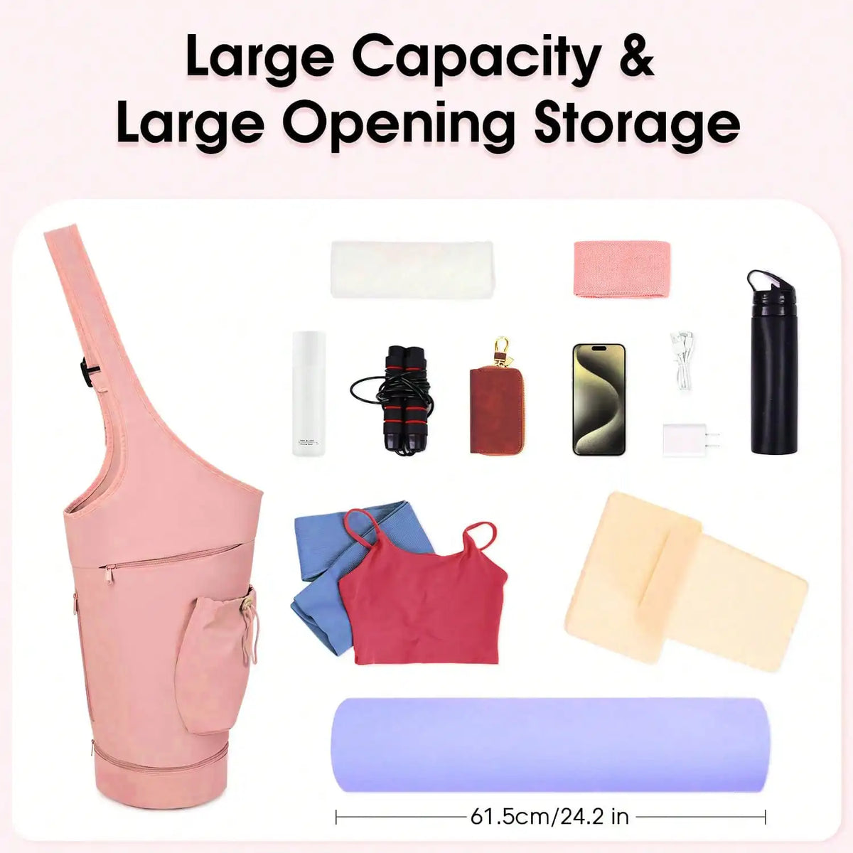 Premium Yoga Mat Tote With Zippered Pockets For Gym Use