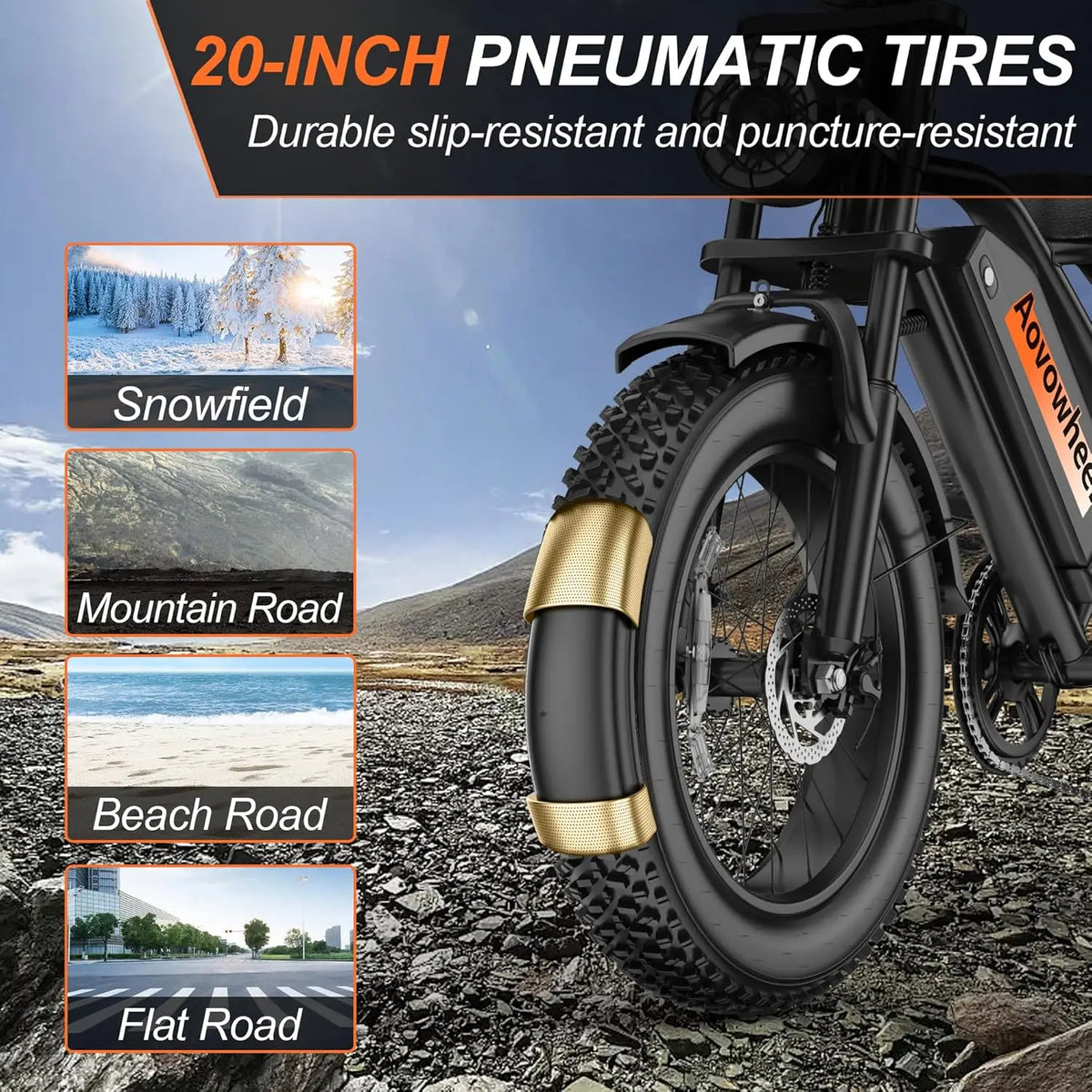 Aovopro 1500W Electric Bike With Disc Brake Long Range