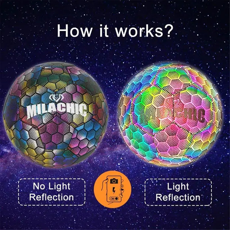 Professional Luminous Reflective Soccer Ball For Night Training With Pump