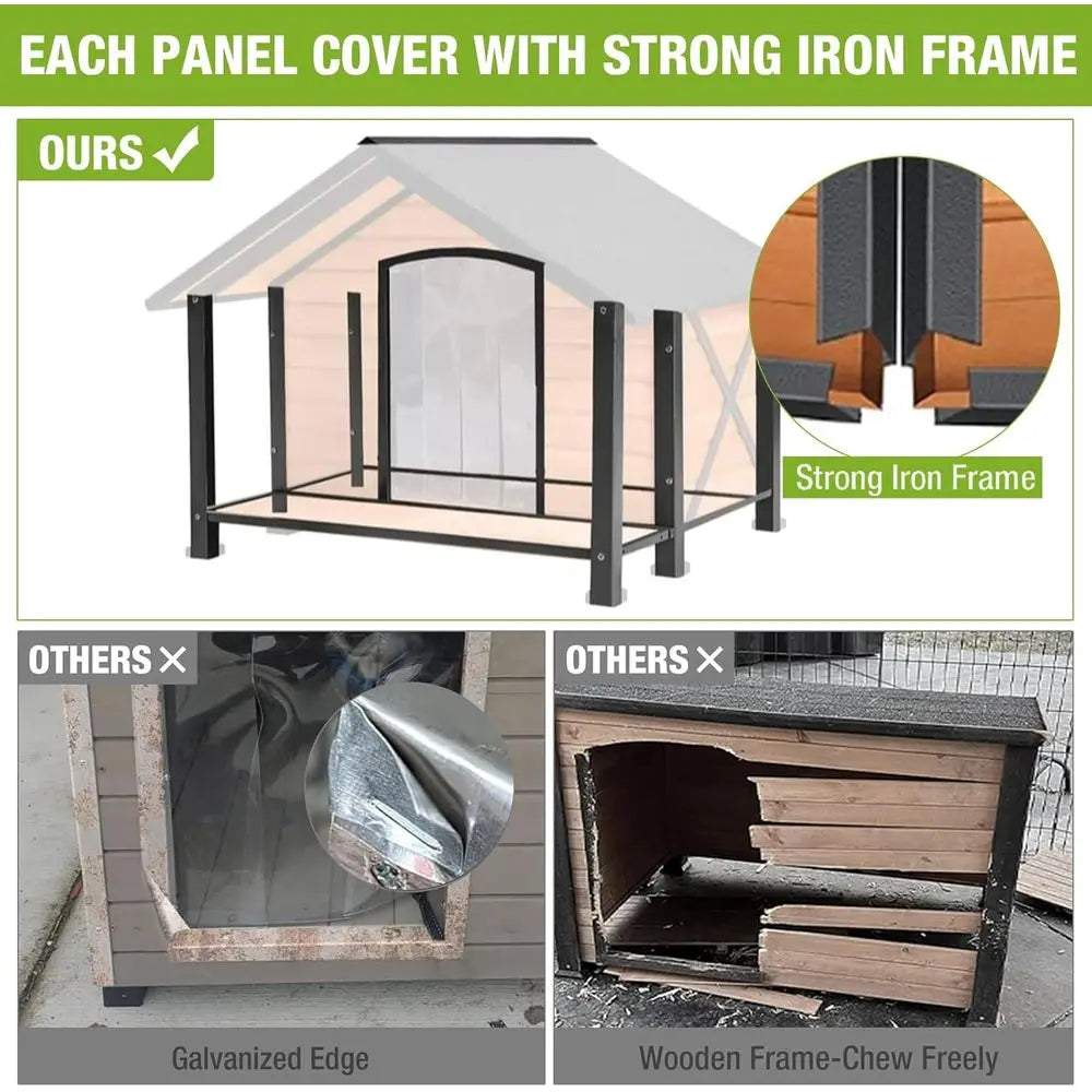Durable Wooden And Metal Dog House With Raised Base