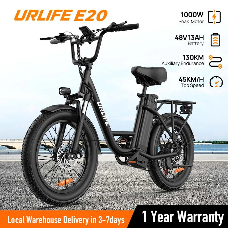 URLIFE 750W Electric Fat Tire Bike With Dual Disc Brakes