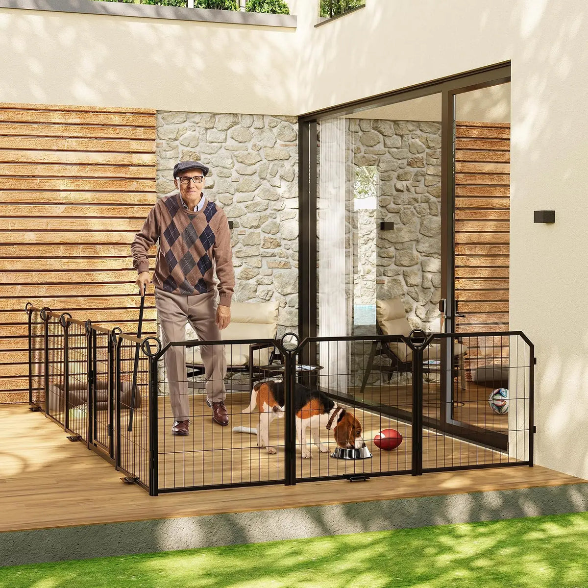 Garvee Heavy Duty Metal Dog Playpen With Self Locking Door
