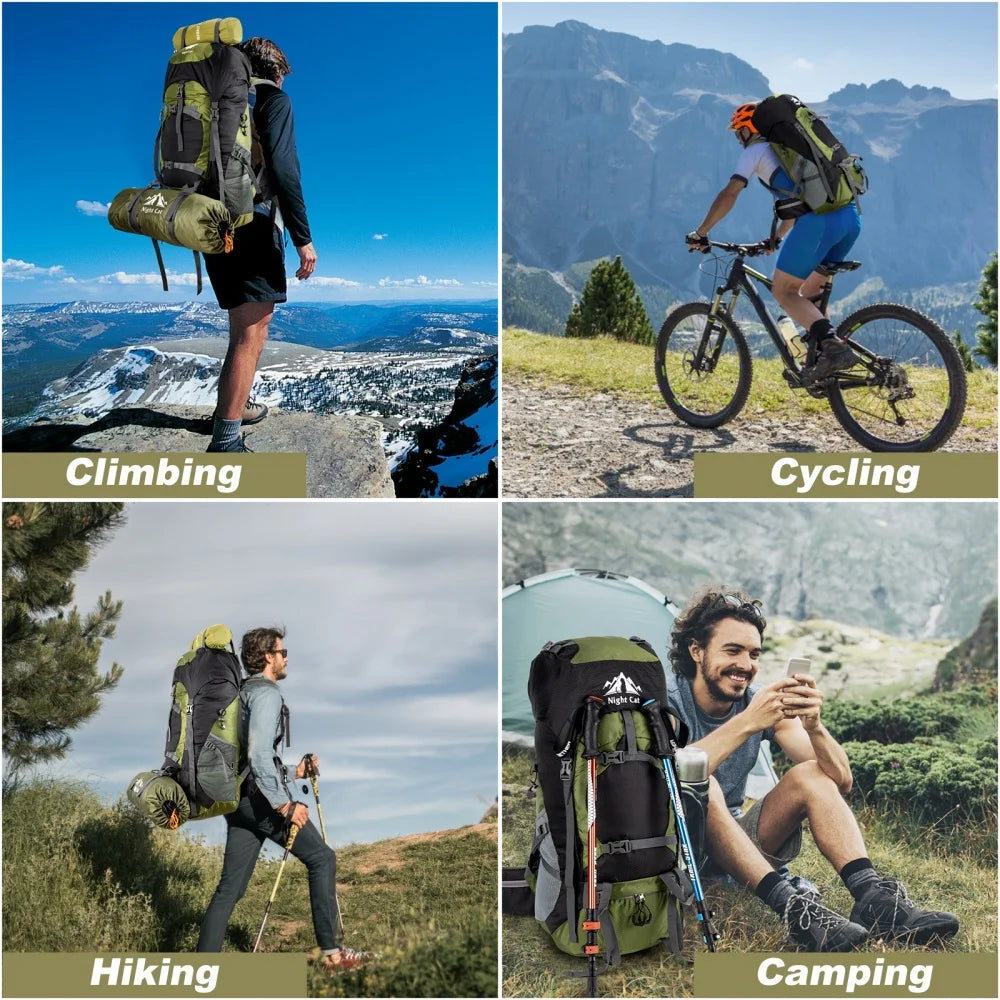 Night Cat Waterproof Hiking Backpack for Camping and Outdoor Adventures