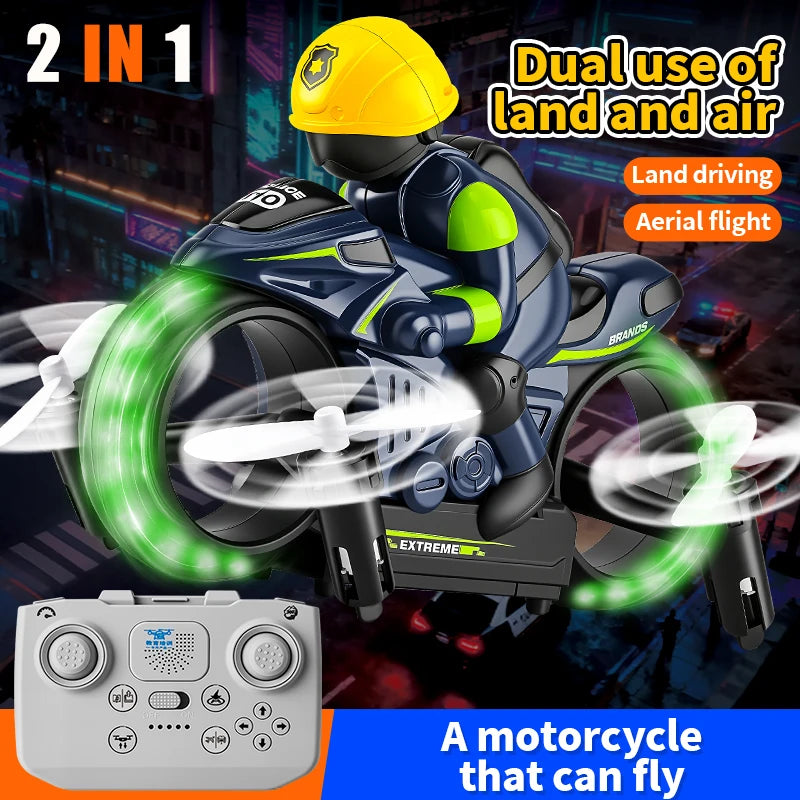 Hywiwine 2 In 1 Remote Control Rc Car Drone Playset