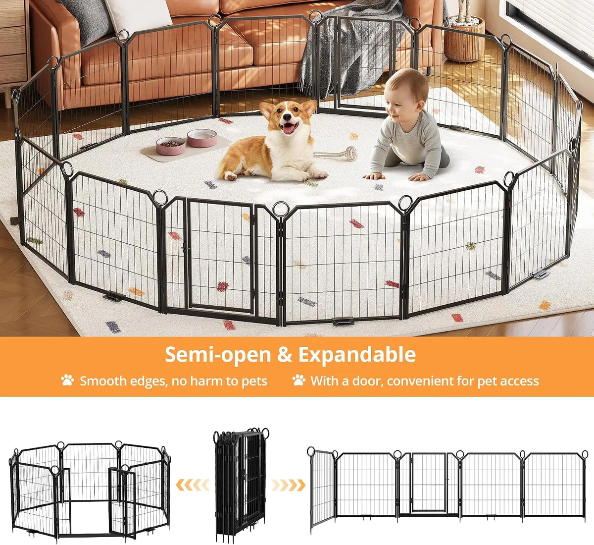 Garvee Heavy Duty Metal Dog Playpen With Self Locking Door
