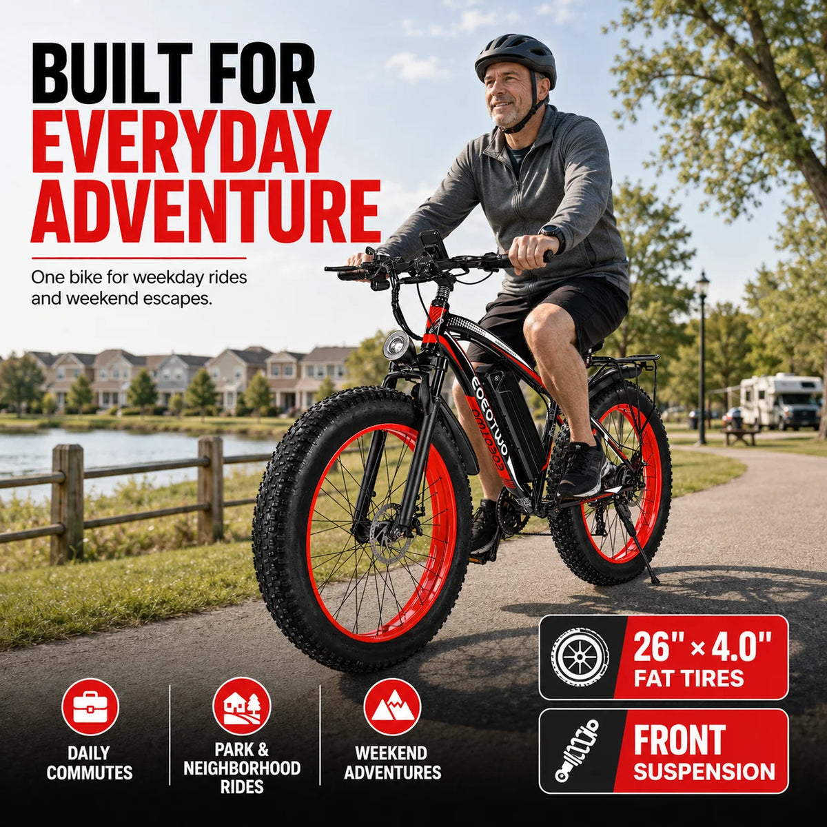 EOEOTWO Electric Bike With Removable Battery And Dual Disc Brakes