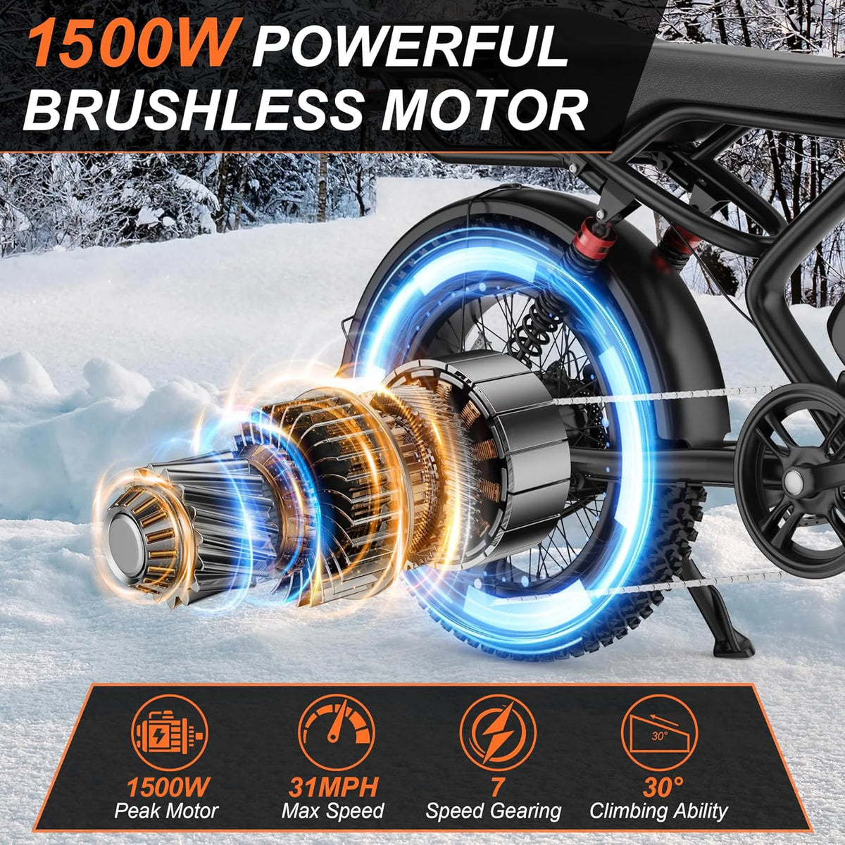 Aovopro 1500W Electric Bike With Disc Brake Long Range