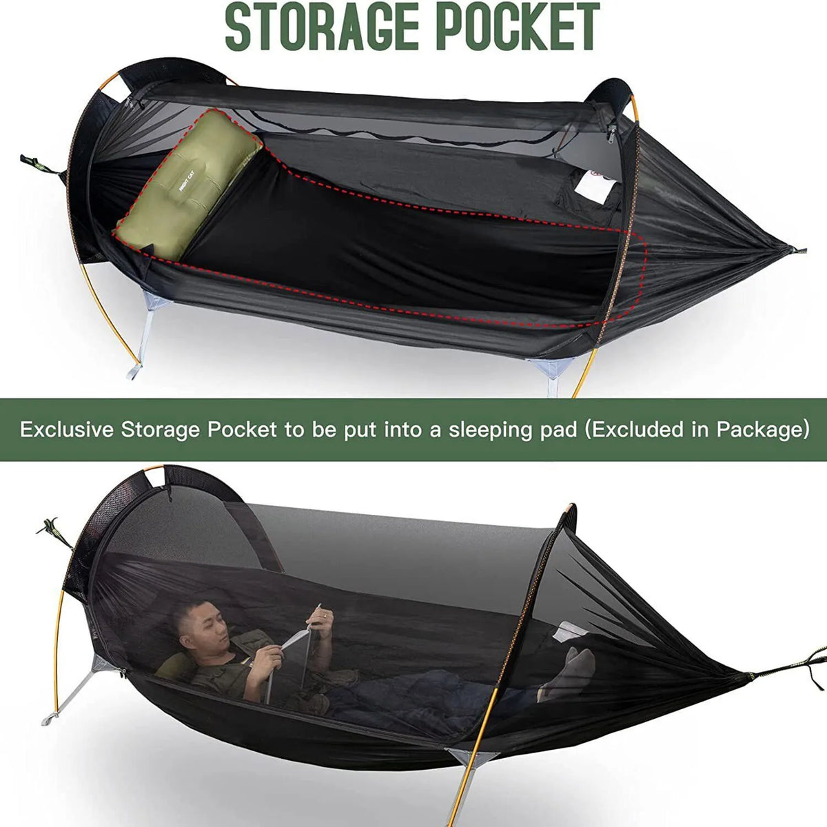 Night Cat 3In1 Hammock Tent With Bug Net And Rainfly