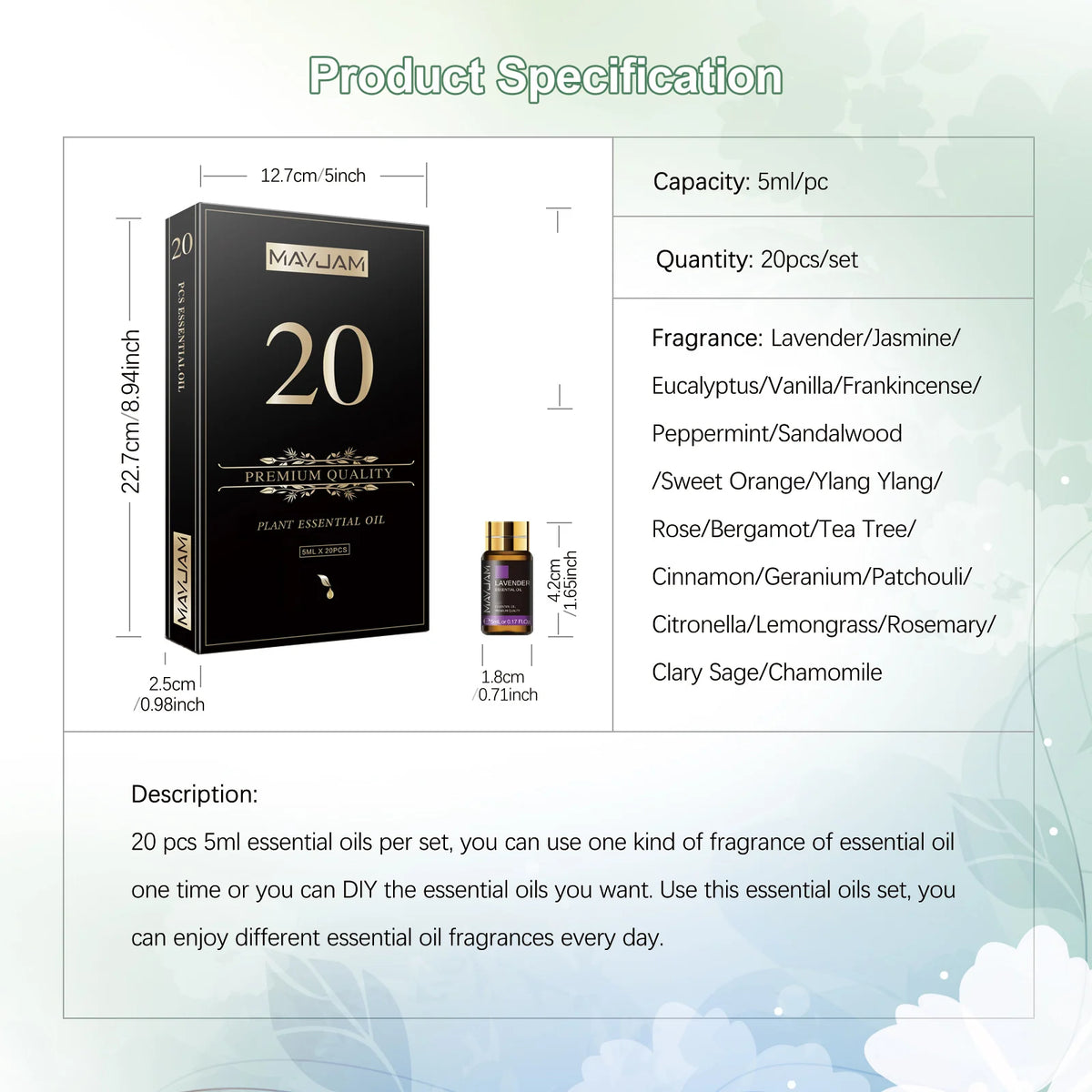 MAYJAM 20 Piece Essential Oils Set For Aromatherapy