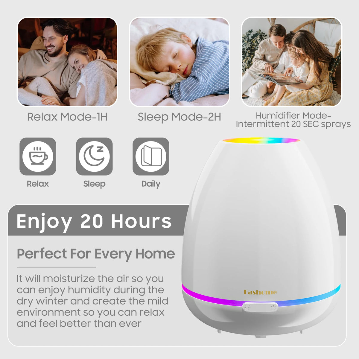 Fashome Ultrasonic Aromatherapy Diffuser With Auto Shut Off