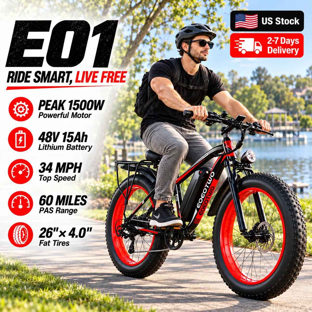 EOEOTWO Electric Bike With Removable Battery And Dual Disc Brakes