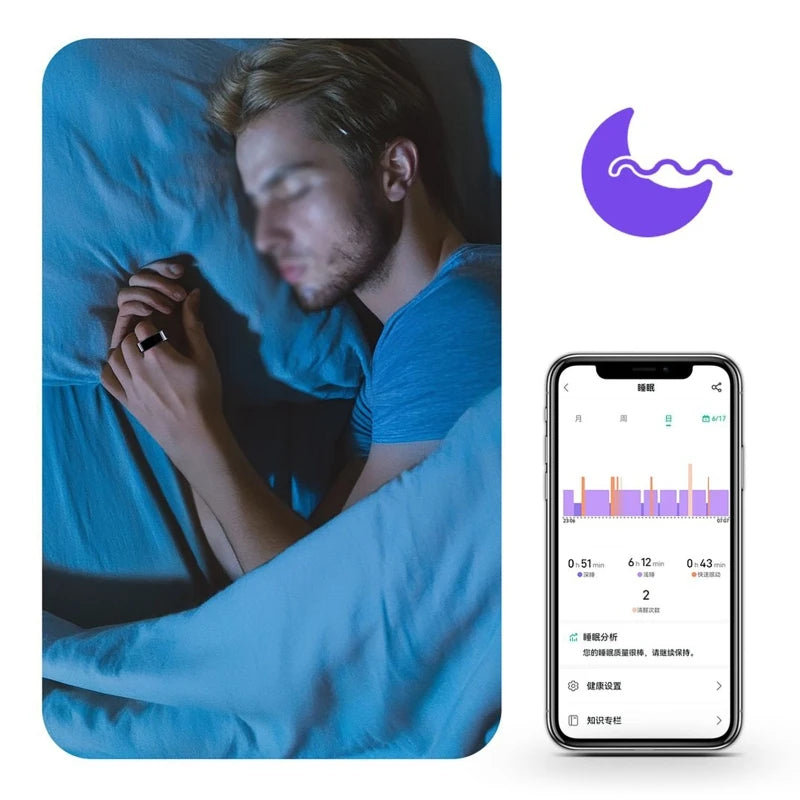 Bluetooth Enabled Smart Ring Monitoring Heart Rate Blood Pressure Steel