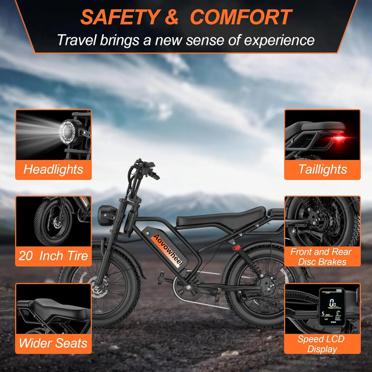 Aovopro 1500W Electric Bike With Disc Brake Long Range