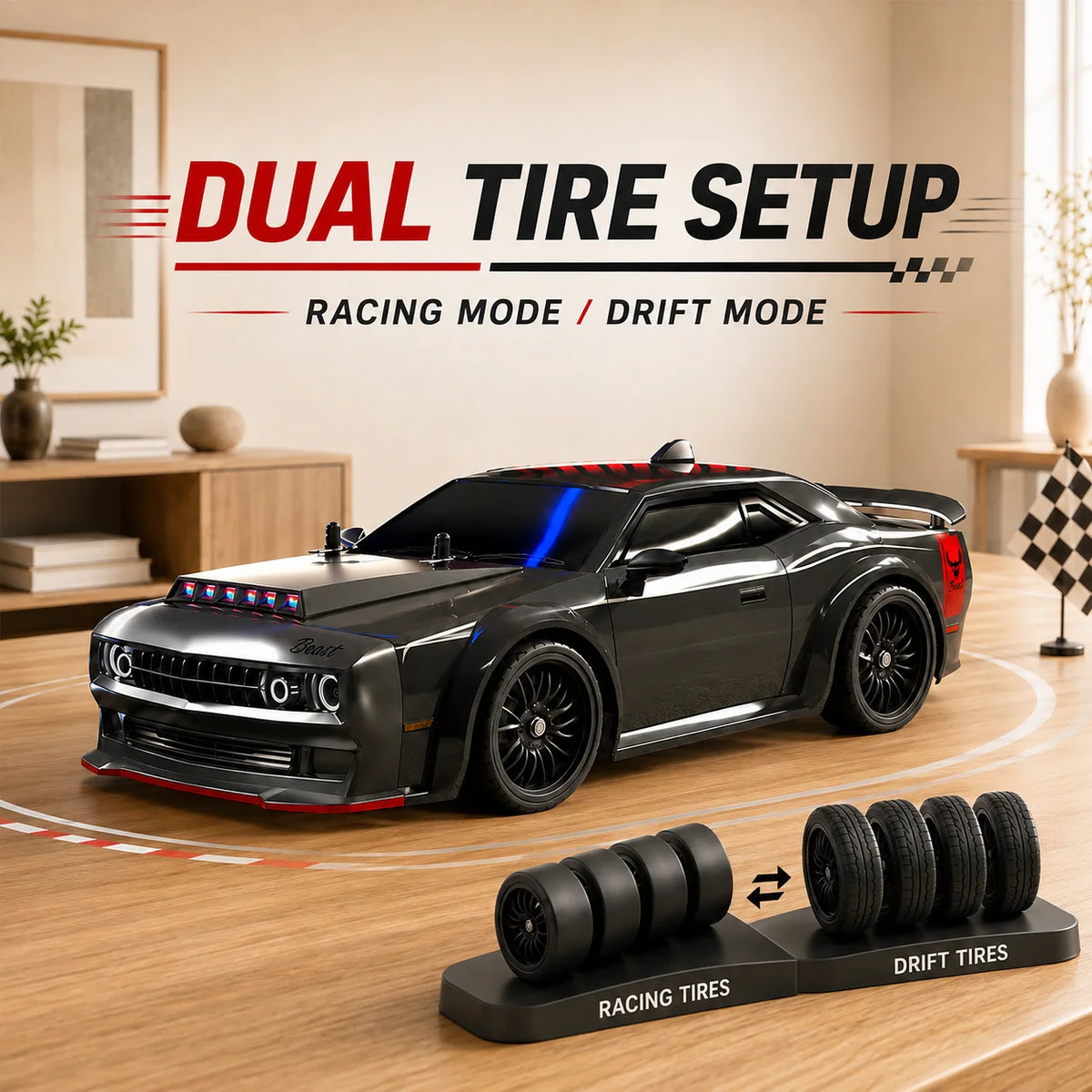 ZNLYRION Brushless 4WD Remote Control Drift Racing Car LED Lights