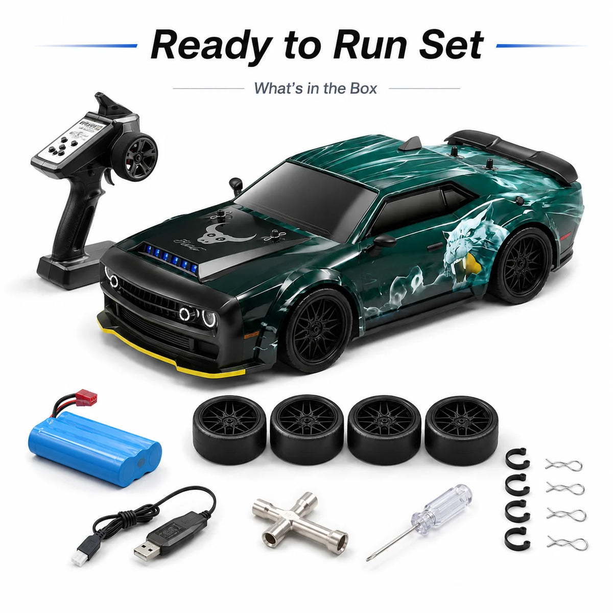 ZNLYRION 4WD RC Drift Car With LED Lights Metal Differential