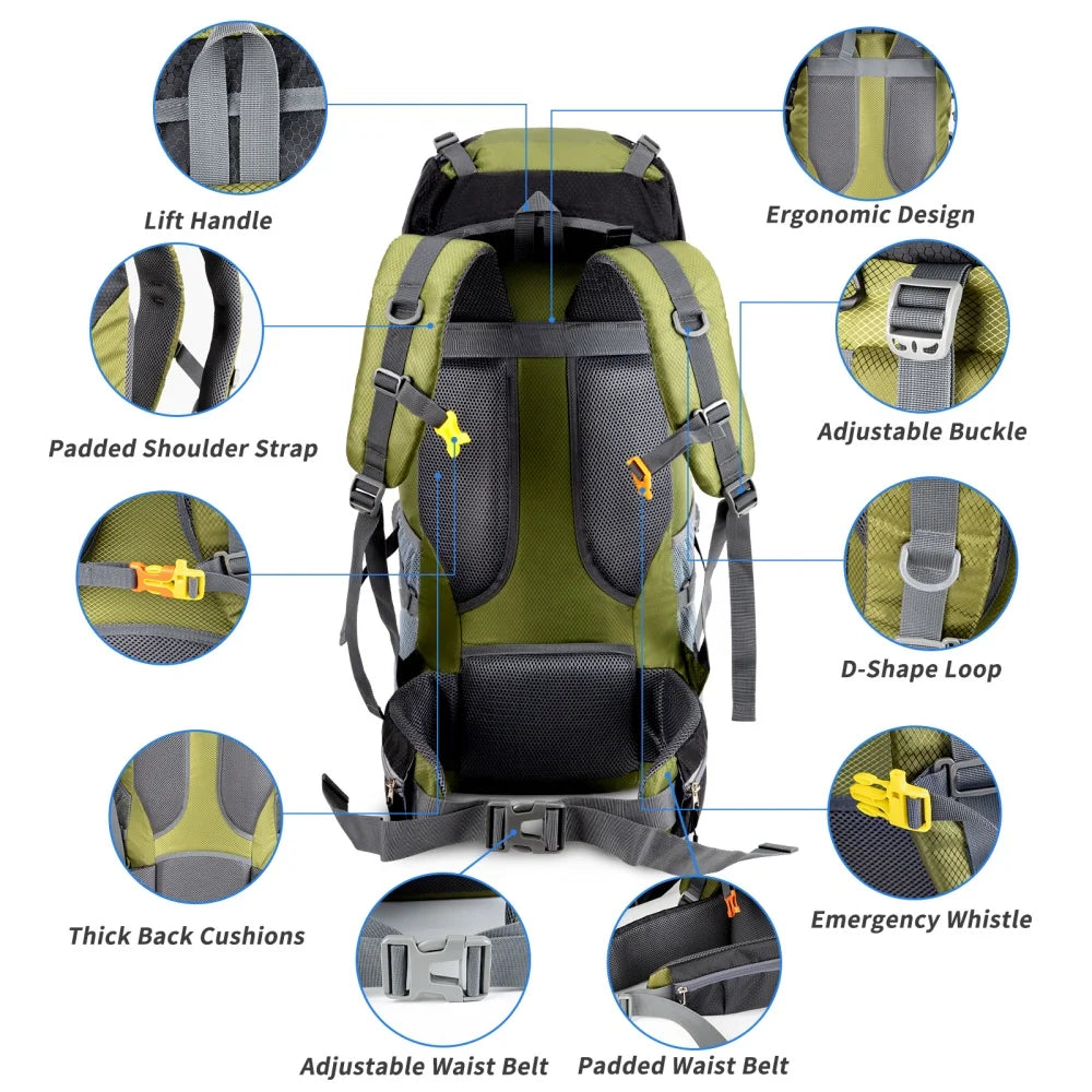 Night Cat Waterproof Hiking Backpack for Camping and Outdoor Adventures