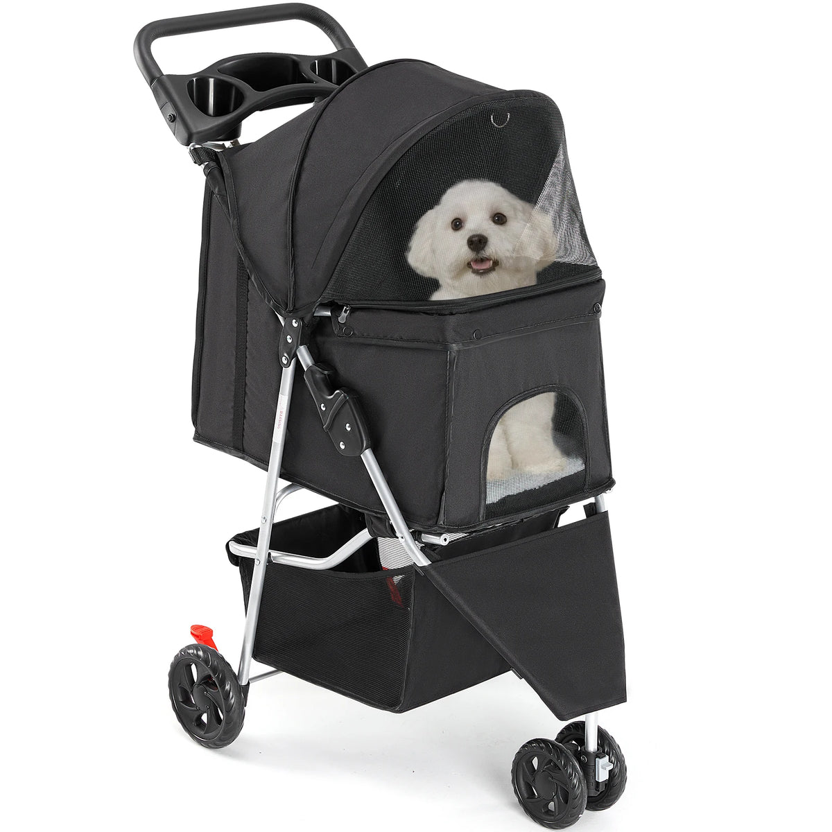 All Terrain Foldable Pet Stroller With Mesh Windows For Small Dogs