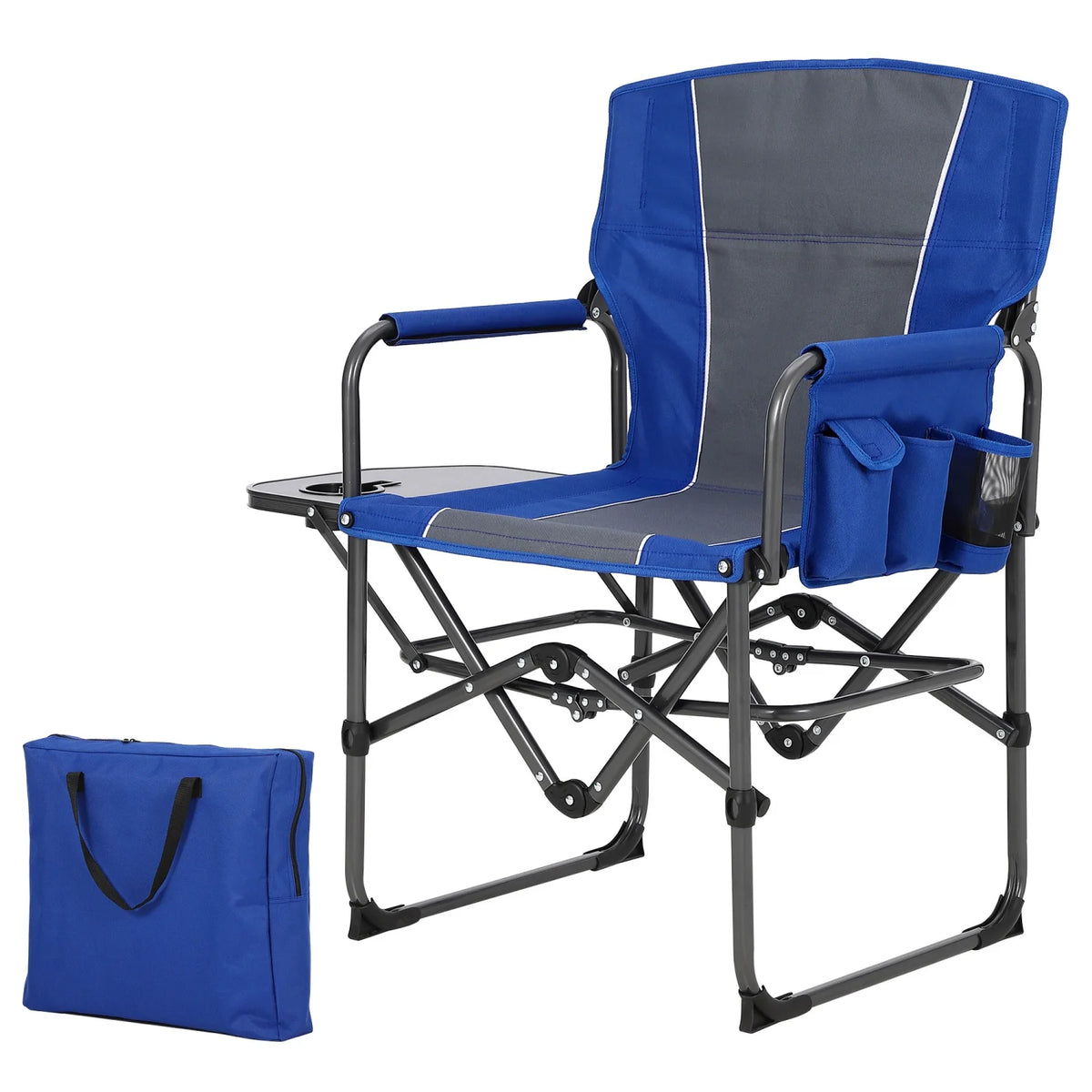 HiMISS Heavy Duty Folding Directors Chair With Table Cup Holder