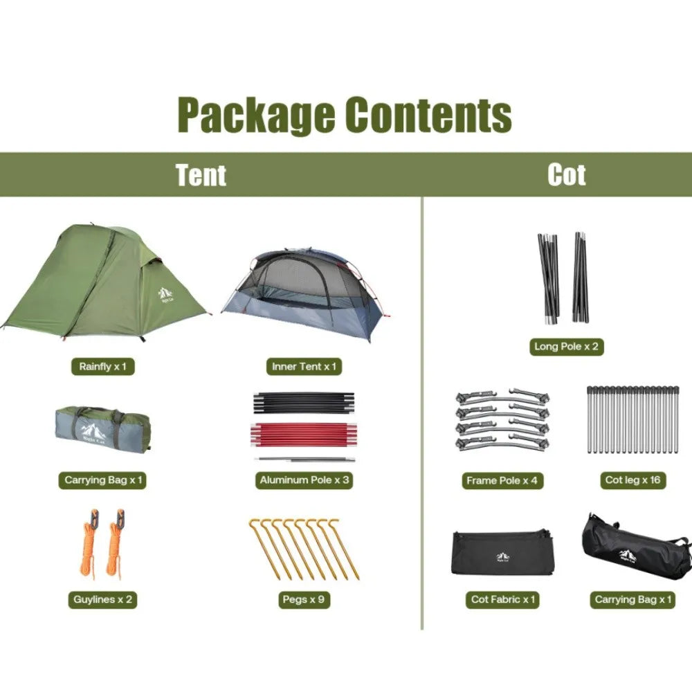 Night Cat Waterproof Elevated Camping Cot Tent With Vestibule