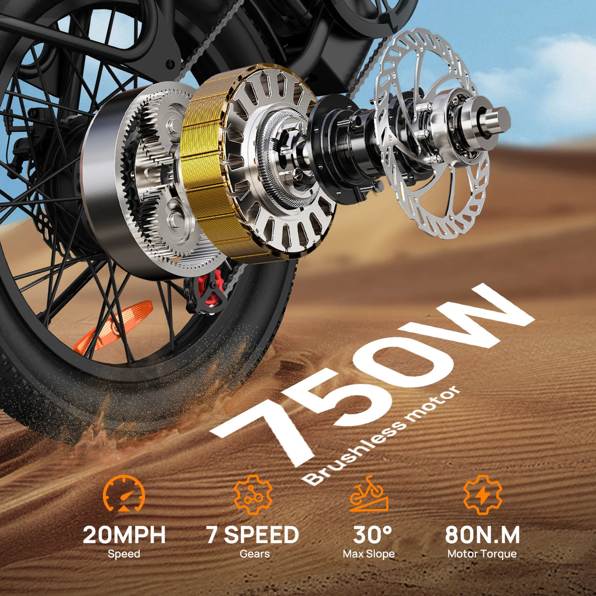 URLIFE 750W Electric Fat Tire Bike With Dual Disc Brakes