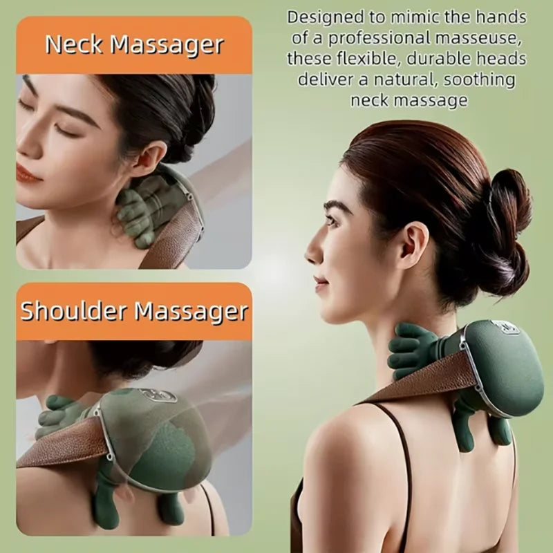 Portable Wireless Bionic Heated Neck And Shoulder Massager