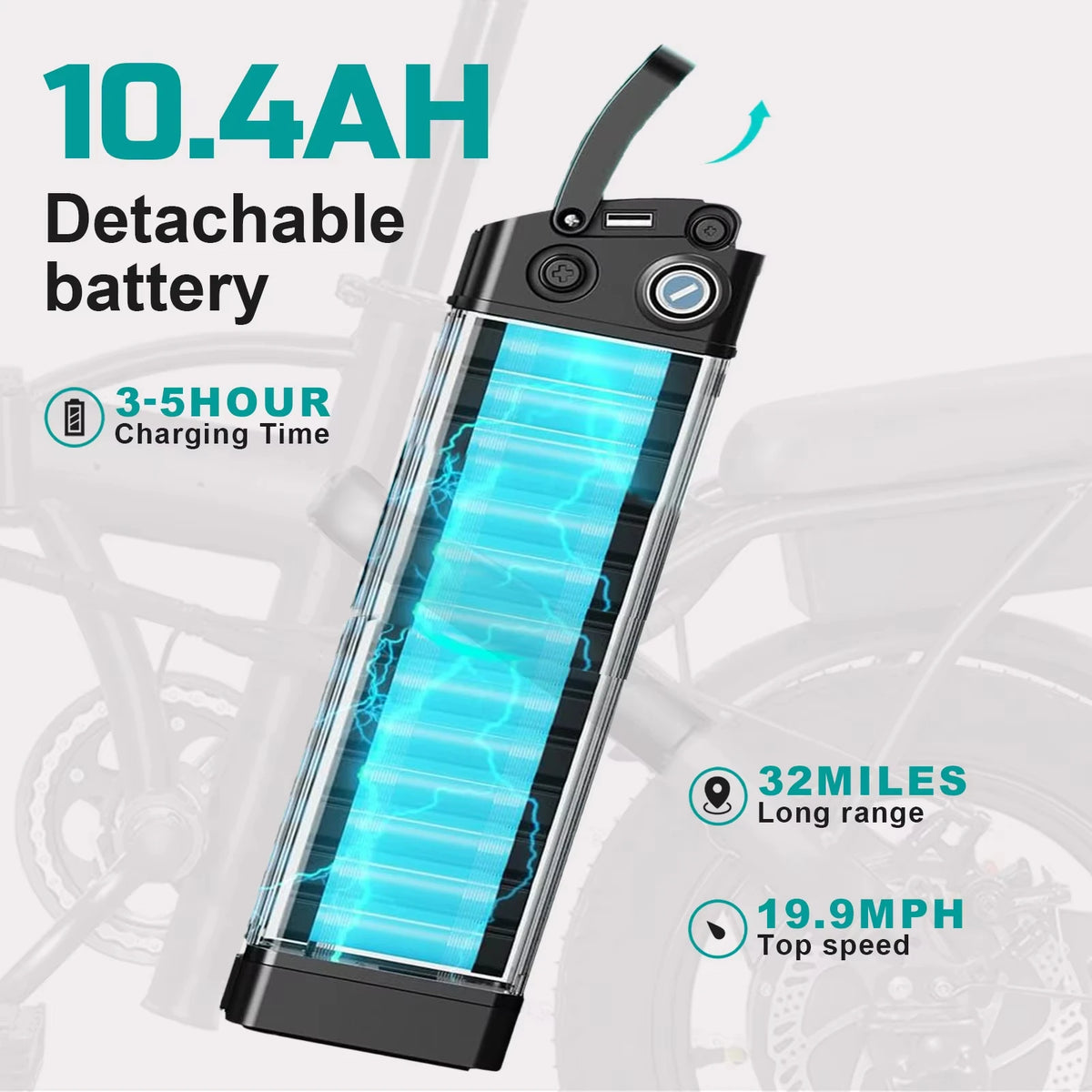 Terrosor 48V 500W Folding Electric Bicycle For Adults Commuter Ebike