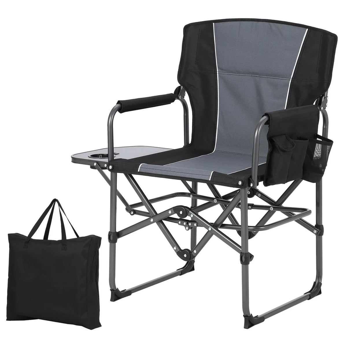 HiMISS Heavy Duty Folding Directors Chair With Table Cup Holder