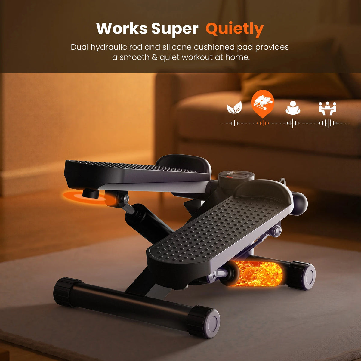 Portable Mini Stepper With Resistance Bands Lcd Monitor Cardio Trainer