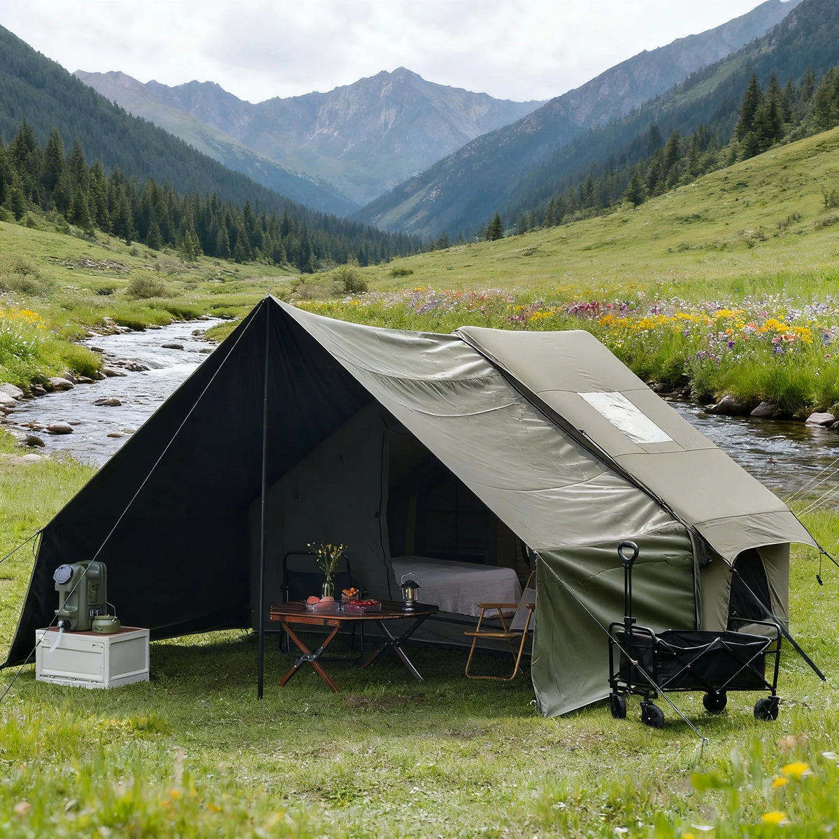 Pakicetus Easy Setup Inflatable Glamping Tent With Roof Window