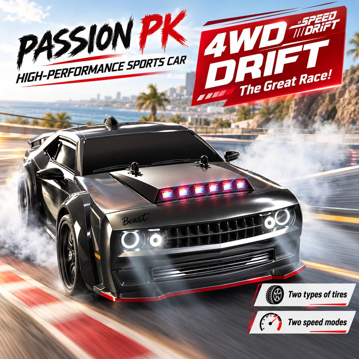 ZNLYRION Brushless Remote Control Drift Racing Car With Lights