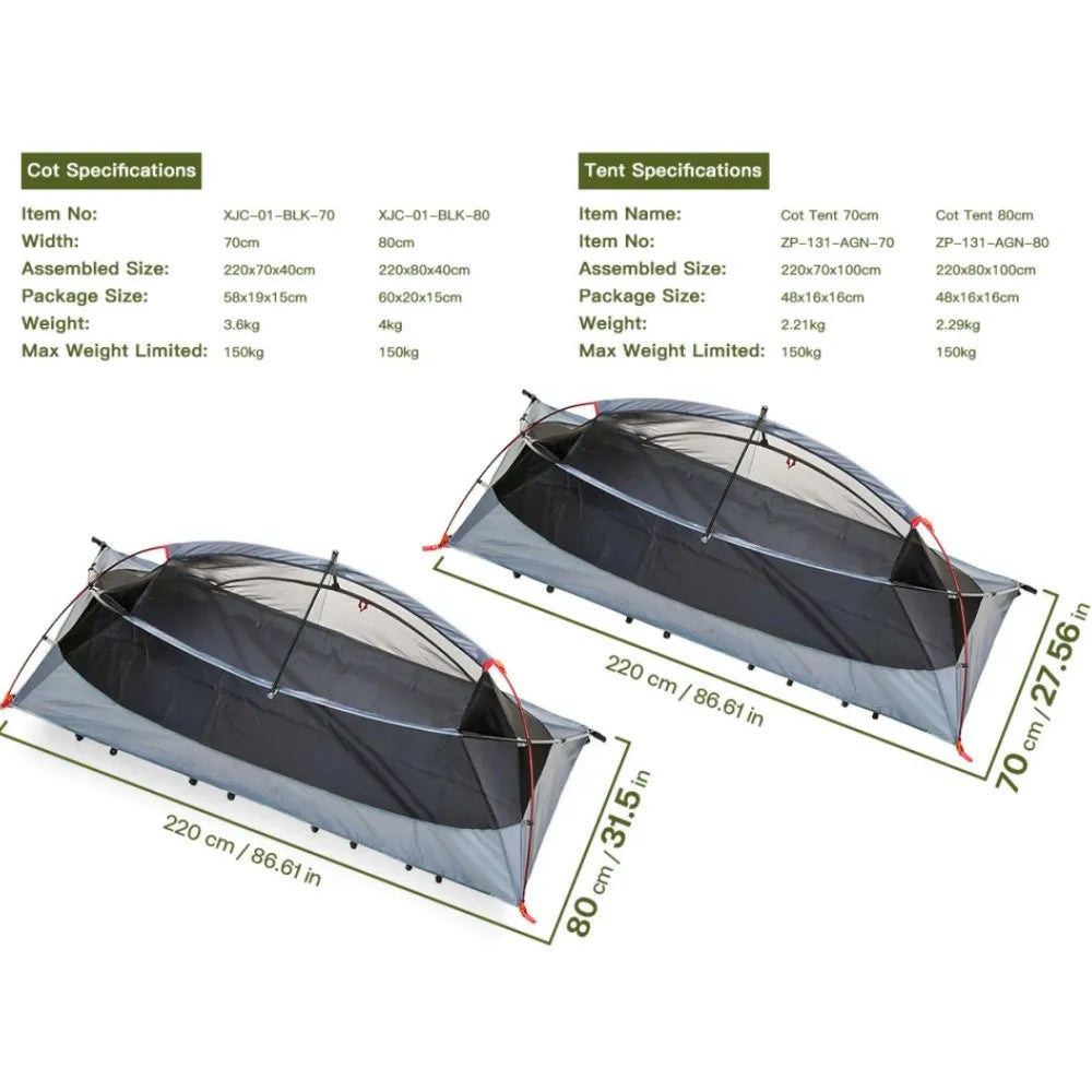 Night Cat Waterproof Elevated Camping Cot Tent With Vestibule