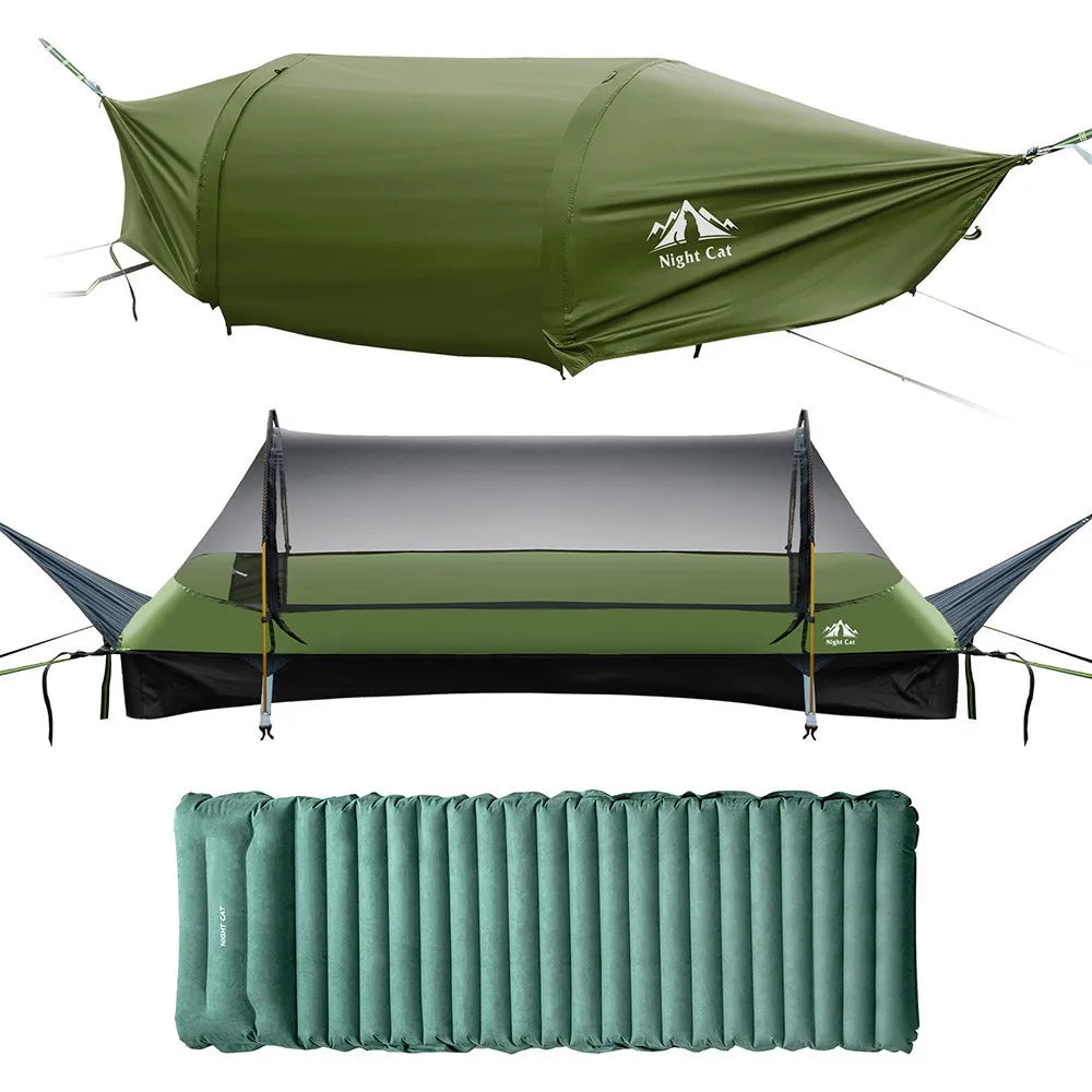 Night Cat Flat Lay Hammock Tent With Air Pad And Rainfly