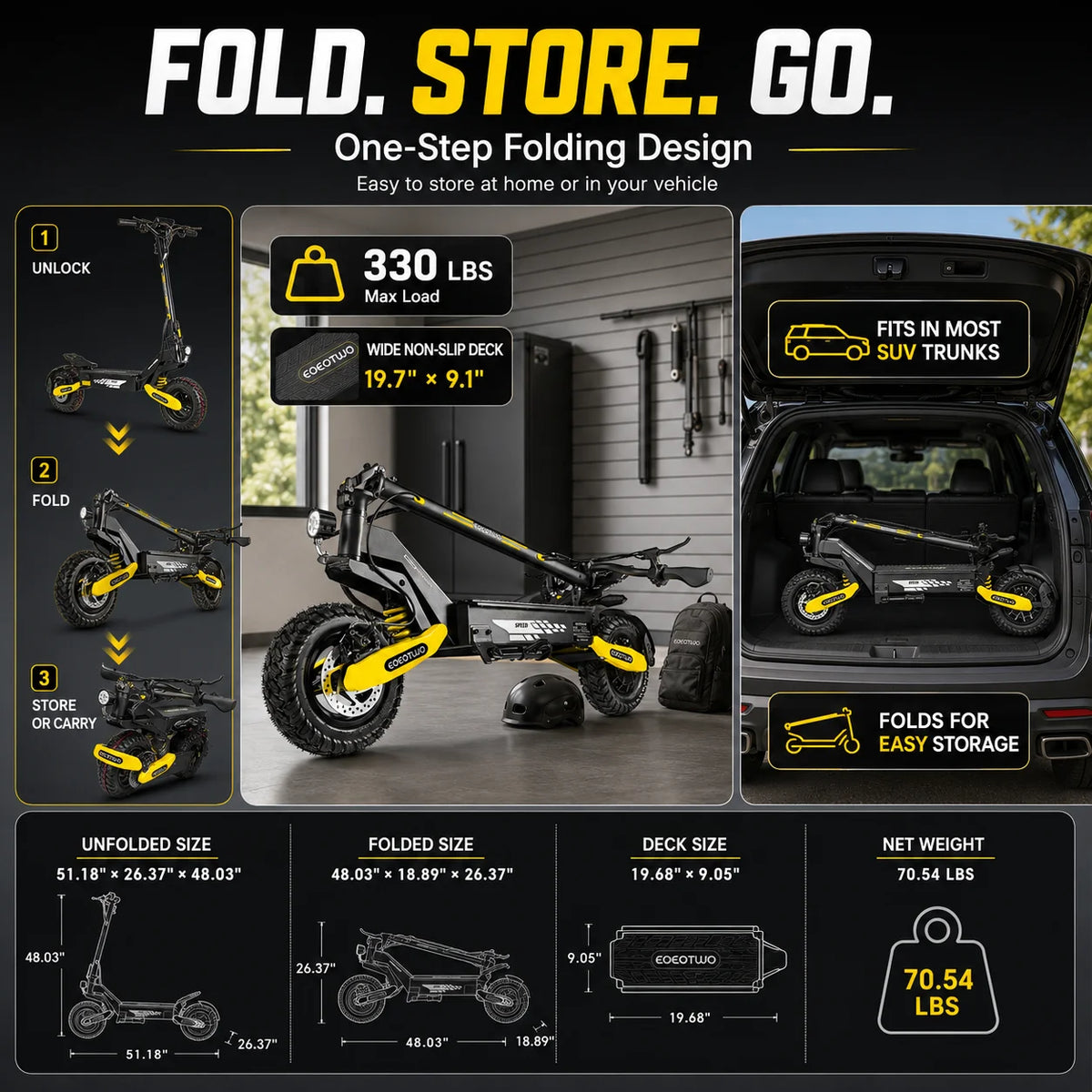 EOEOTWO Foldable Off Road Electric Scooter For Adults