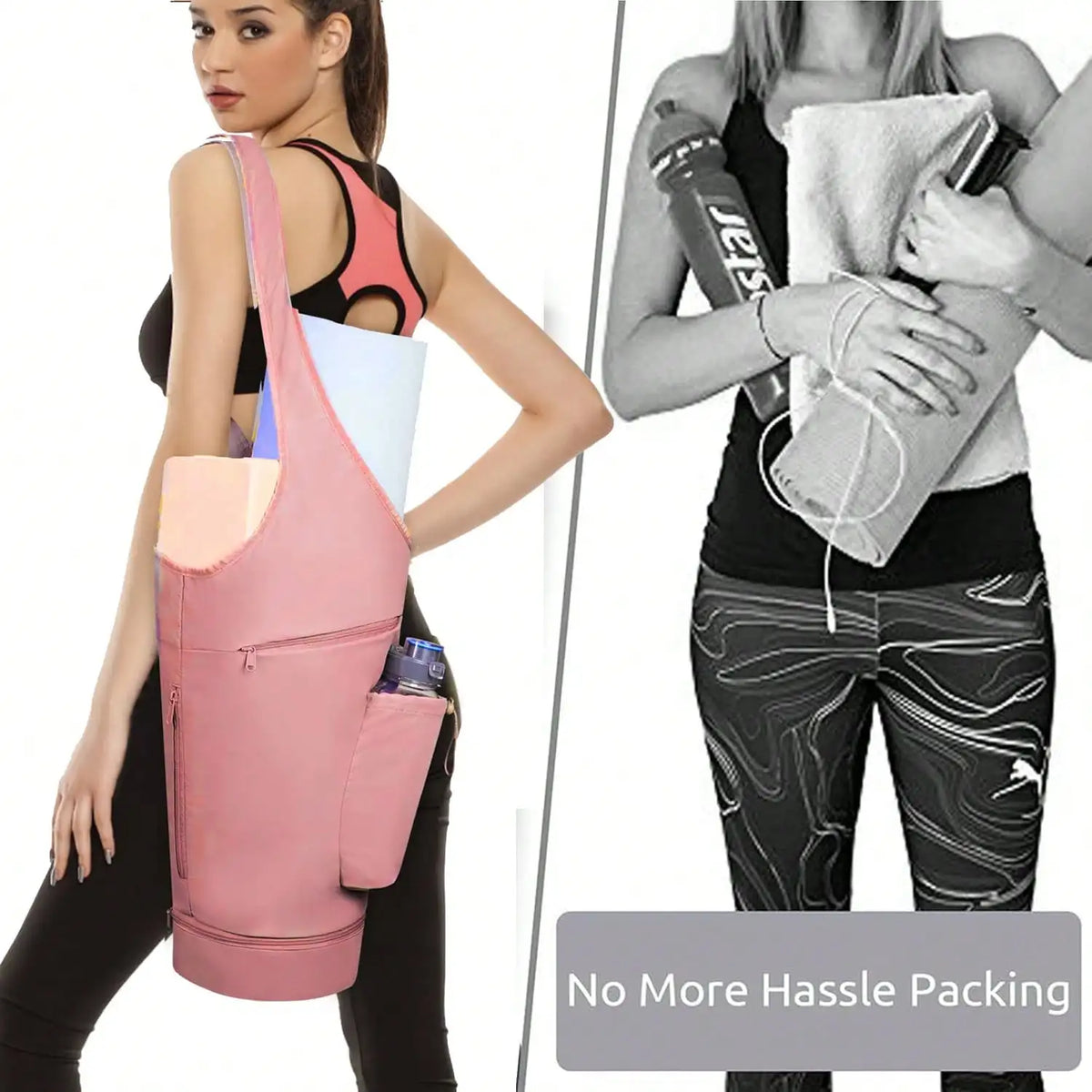Premium Yoga Mat Tote With Zippered Pockets For Gym Use