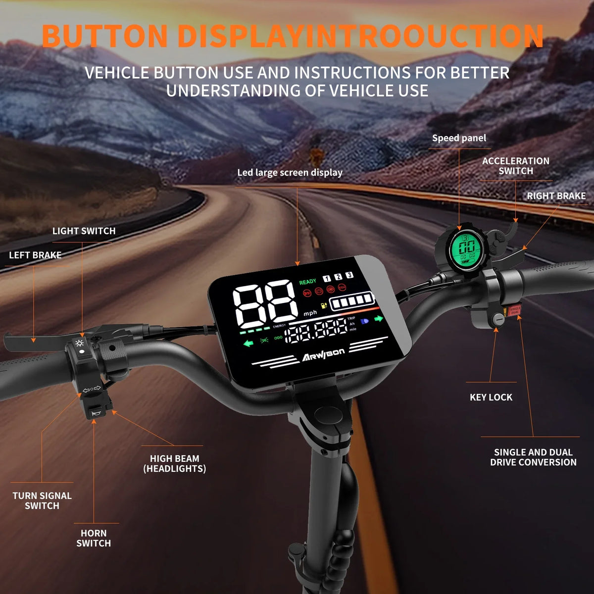 Arwibon Dual Motor Adult Folding Electric Scooter High Performance