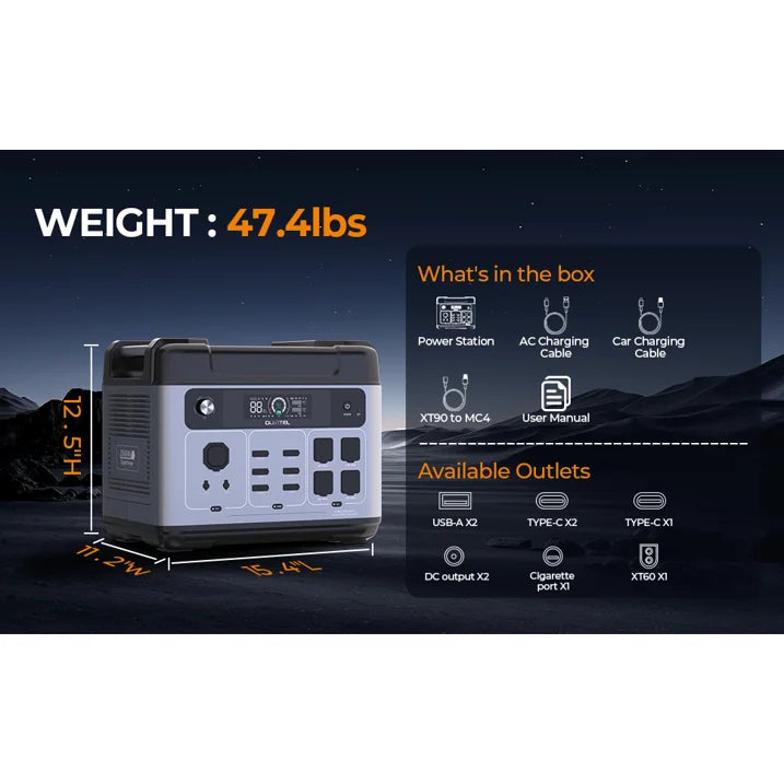 Oukitel OSCAL 2048Wh Solar Generator 2400W Portable Power Station LiFePO4