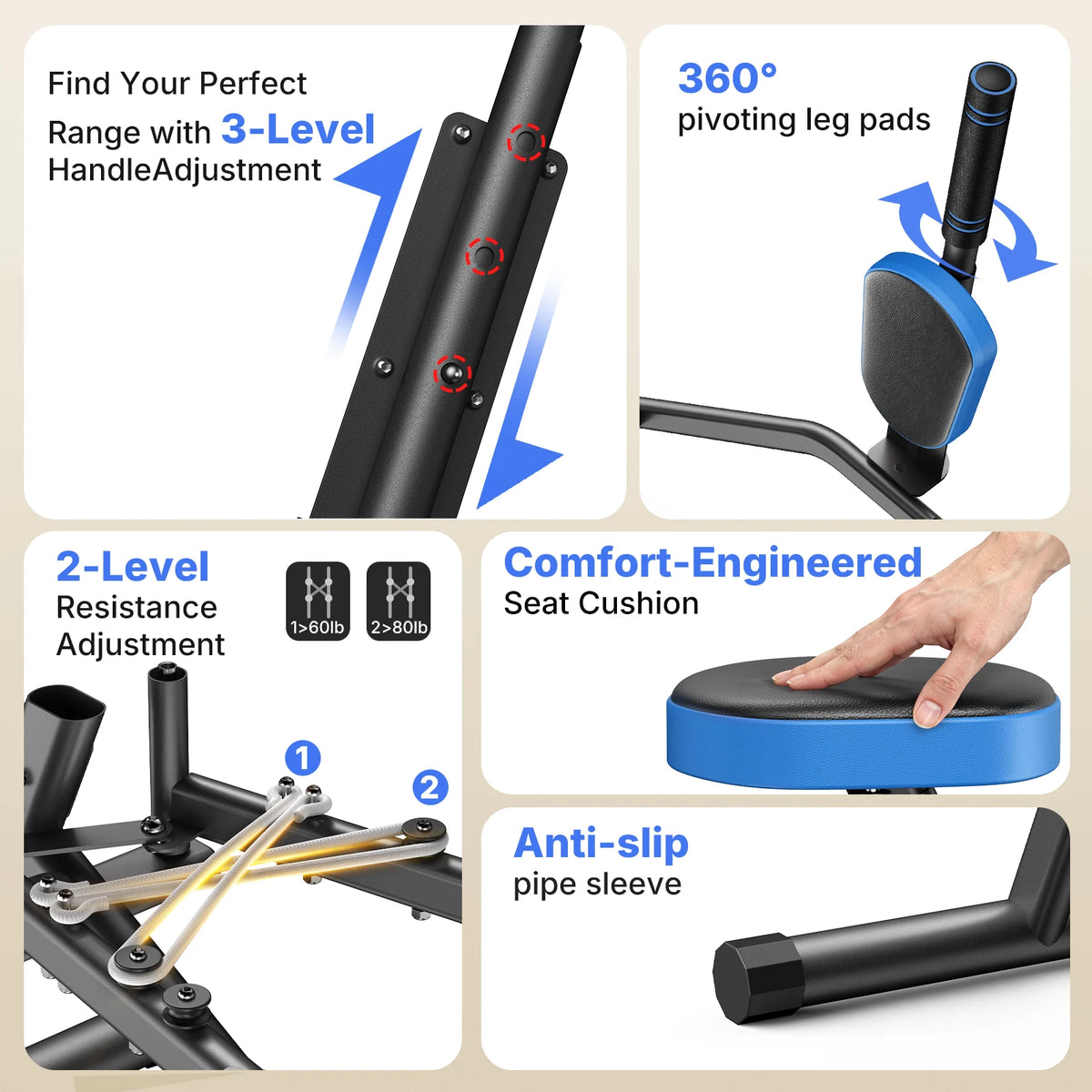 Merach Hip Abductor Machine Adjustable Resistance Home Gym Leg Trainer